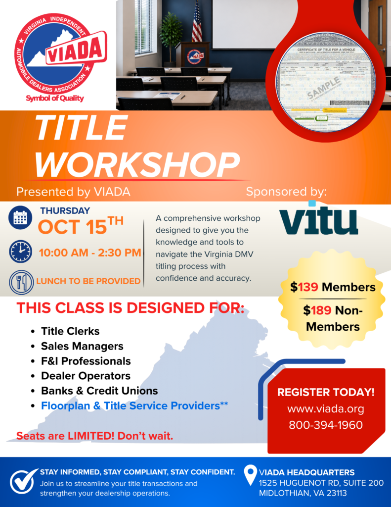 VIADA Title Workshop October 2026